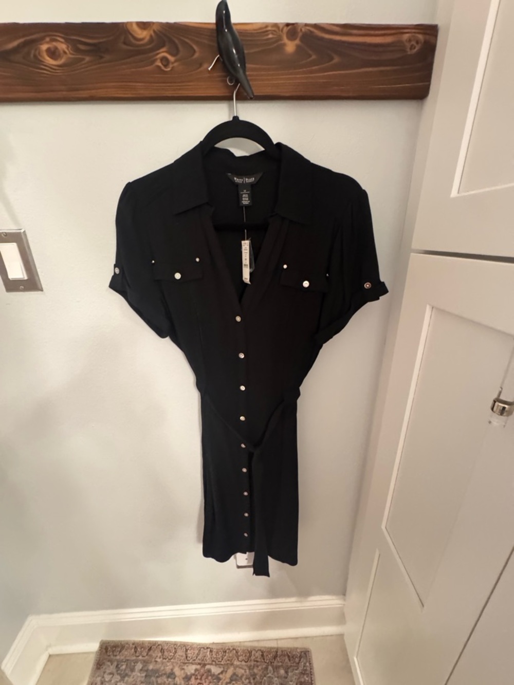 White House Black Market Black Button-Front Shirt Dress